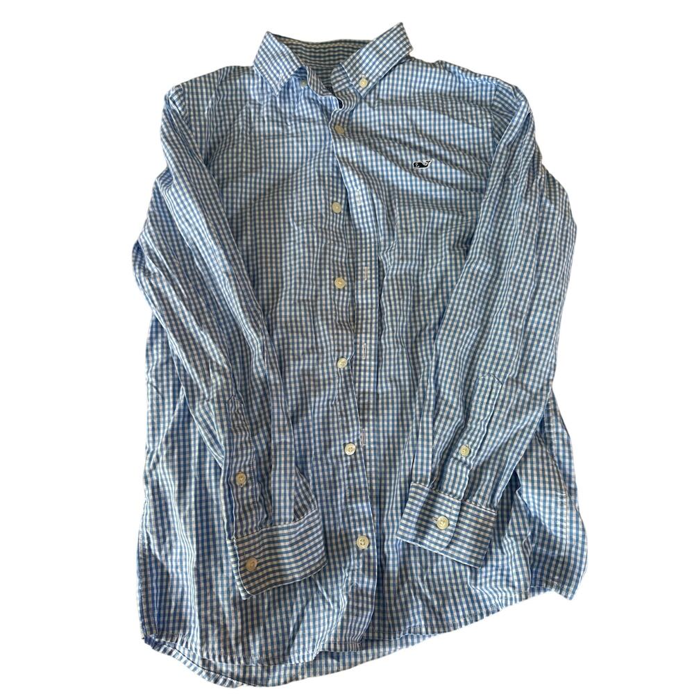 Vineyard Vines blue plaid shirt size 12-14